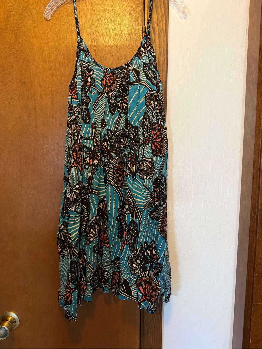 Anthropologie Teal Floral Midi Dress